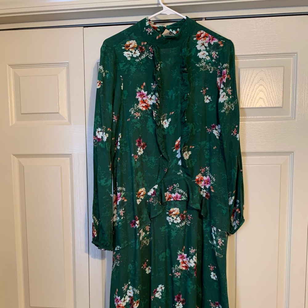 Green Ruffled Midi Dress